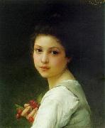 Charles-Amable Lenoir Portrait of a young girl with cherries Sweden oil painting reproduction